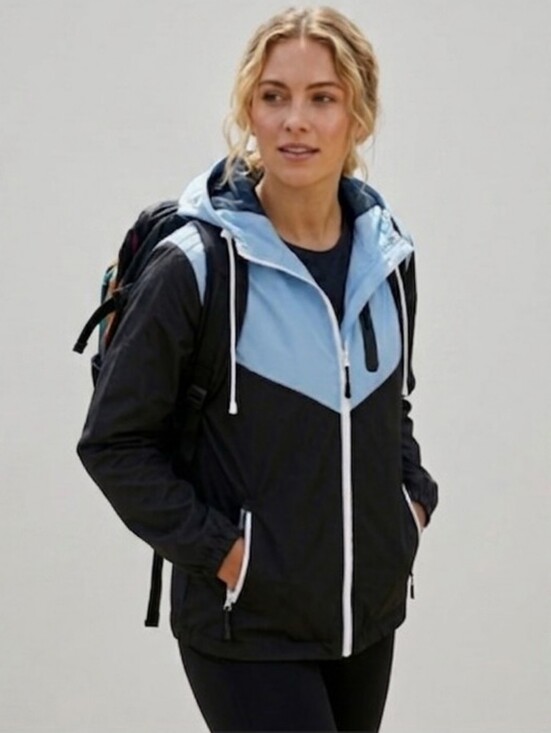 Acx Jackets & Blazers - ACX Women’s Color-Block Hooded Jacket – Blue & Black – Size L